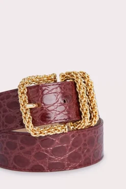 Katina Wine Circular Croco Embossed Leather