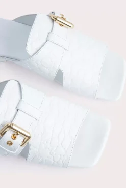 Lago Optic White Circular Croco Embossed Leather
