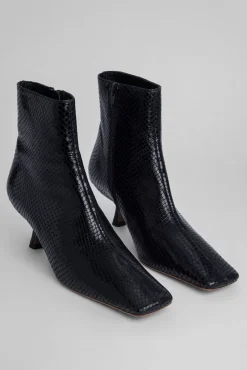 Lange Black Snake Print Leather