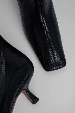 Lange Black Snake Print Leather