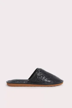 Larry Black Circular Croco Embossed Leather