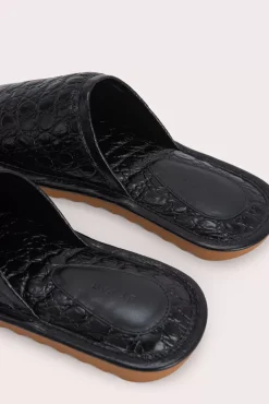 Larry Black Circular Croco Embossed Leather