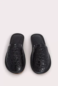 Larry Black Circular Croco Embossed Leather
