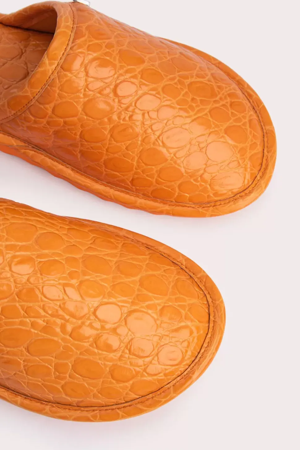 Larry Orange Circular Croco Embossed Leather