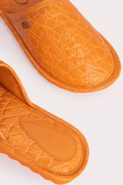 Larry Orange Circular Croco Embossed Leather