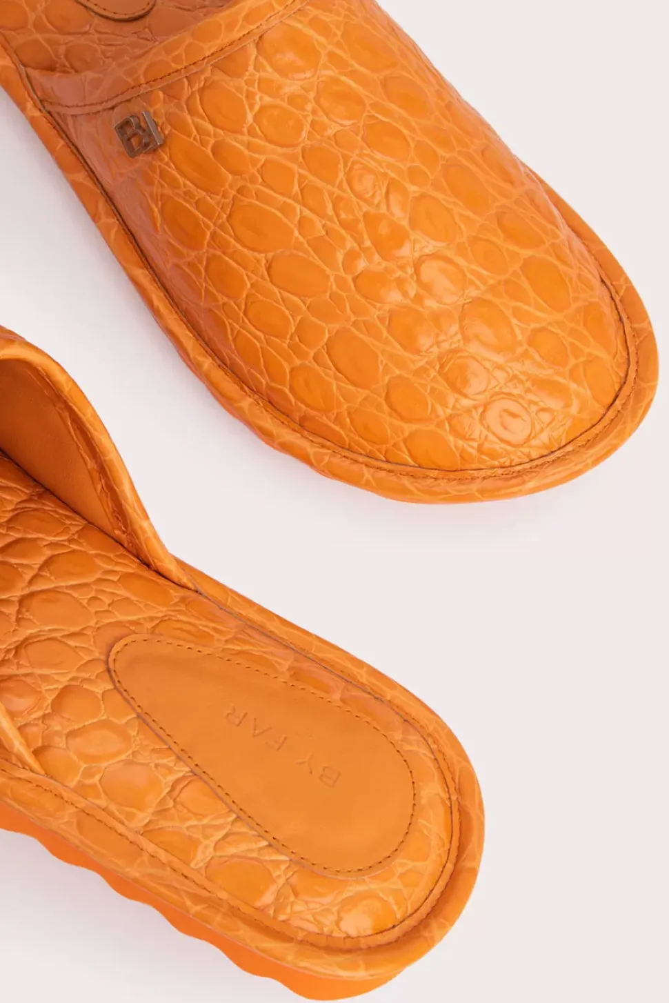 Larry Orange Circular Croco Embossed Leather