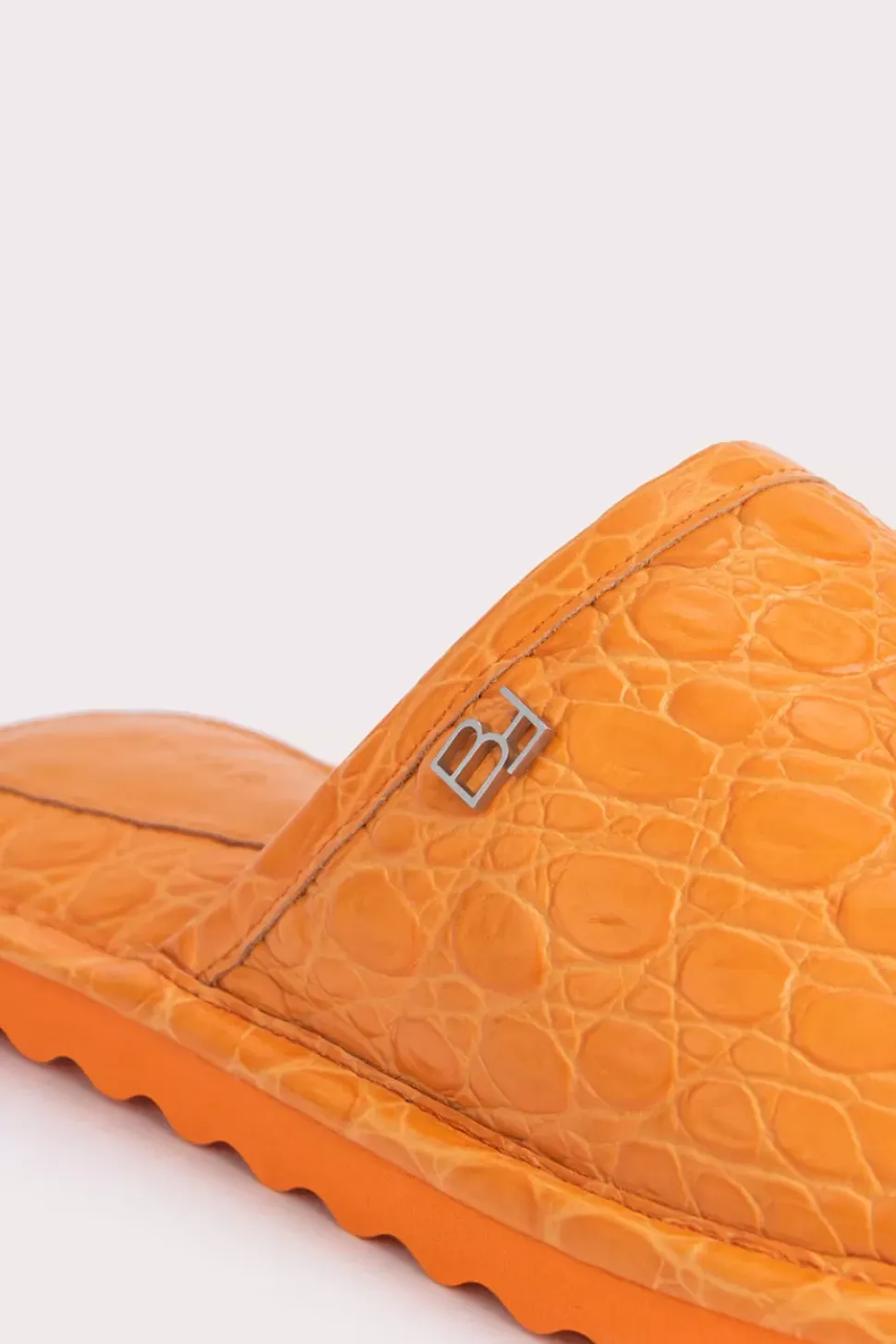 Larry Orange Circular Croco Embossed Leather