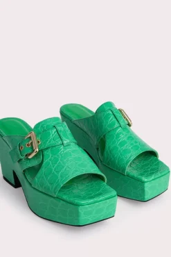 Lenka Super Green Circular Croco Embossed Leather