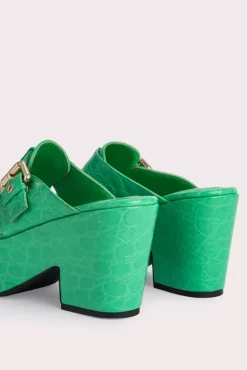 Lenka Super Green Circular Croco Embossed Leather