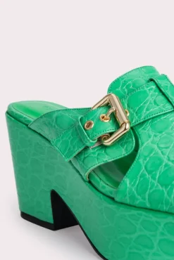 Lenka Super Green Circular Croco Embossed Leather