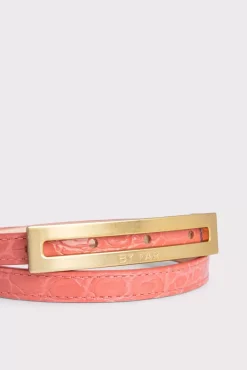 Ling Salmon Circular Croco Embossed Leather