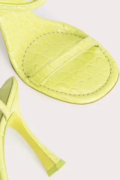 Mia Acid Green Circular Croco Embossed Leather