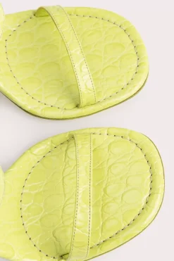Mia Acid Green Circular Croco Embossed Leather