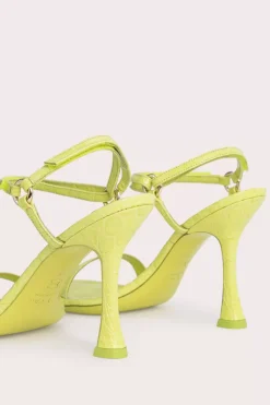 Mia Acid Green Circular Croco Embossed Leather