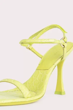 Mia Acid Green Circular Croco Embossed Leather
