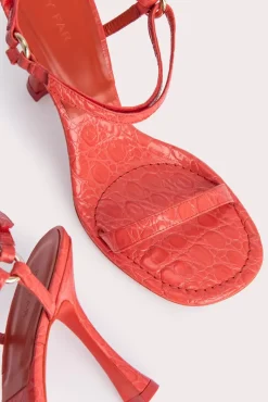 Mia Coral Circular Croco Embossed Leather