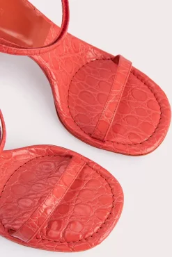 Mia Coral Circular Croco Embossed Leather