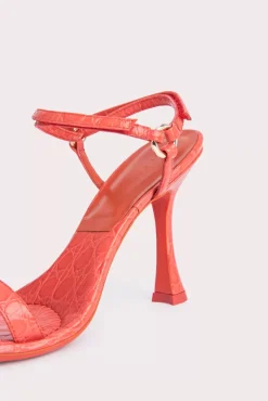 Mia Coral Circular Croco Embossed Leather