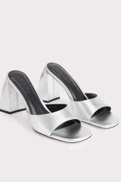 Michele Silver Metallic Leather