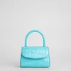 Mini Aqua Blue Croco Embossed Leather