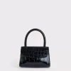 Mini Black Croco Embossed Leather