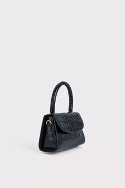 Mini Black Croco Embossed Leather