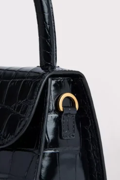 Mini Black Croco Embossed Leather