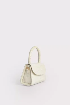 Mini Cream Croco Embossed Leather