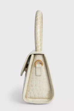 Mini Cream Croco Embossed Leather