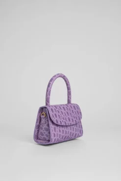 Mini Lilac Circular Croco Embossed Leather