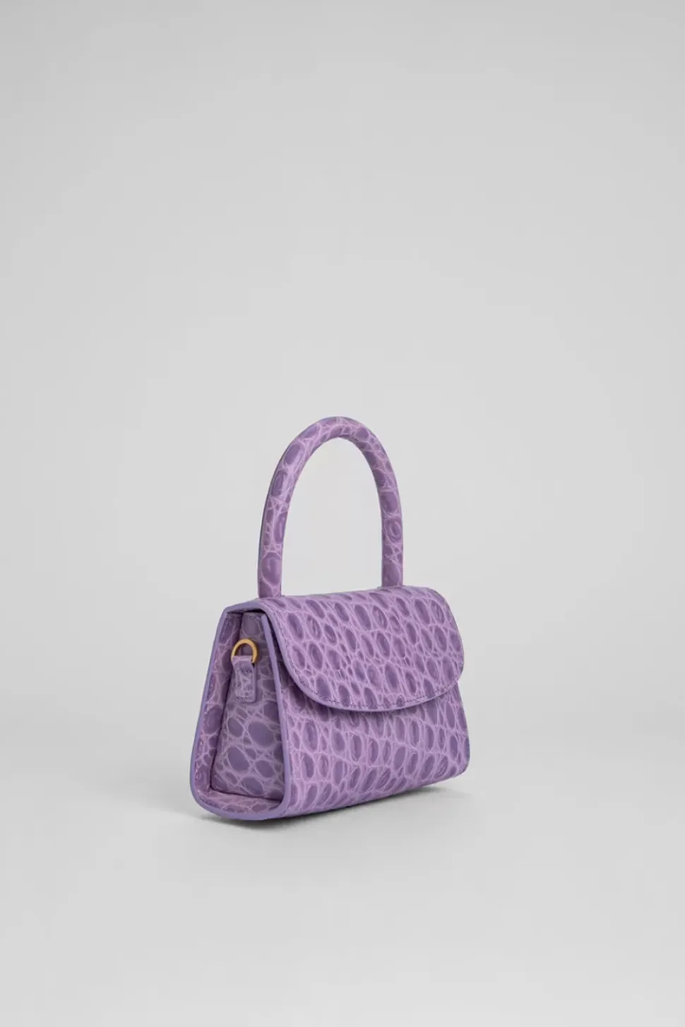 Mini Lilac Circular Croco Embossed Leather