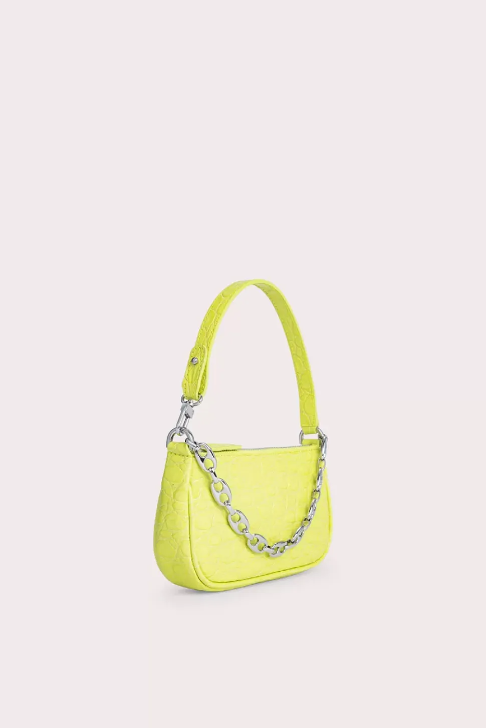Mini Rachel Acid Green Circular Croco Embossed Leather