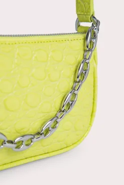 Mini Rachel Acid Green Circular Croco Embossed Leather