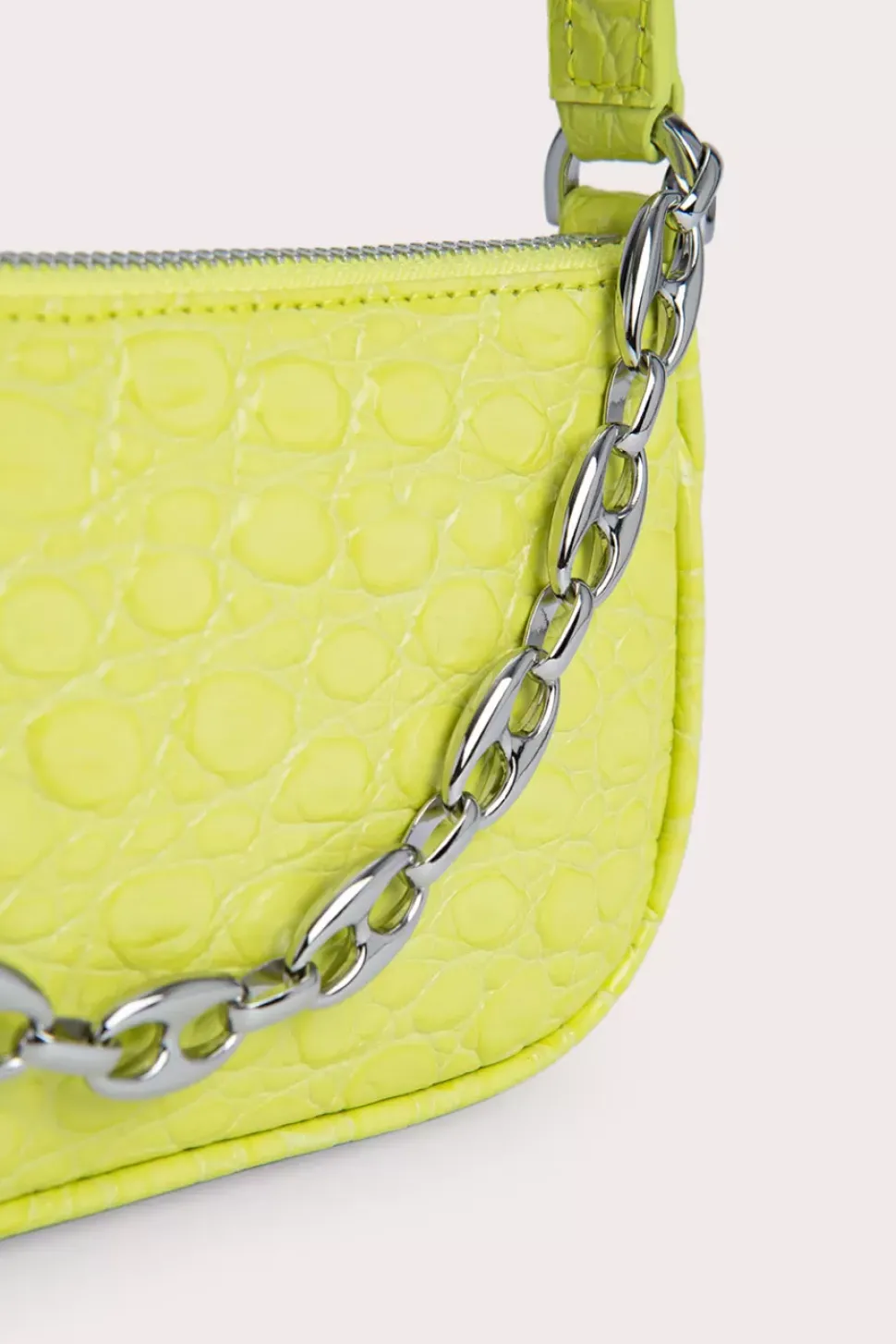 Mini Rachel Acid Green Circular Croco Embossed Leather