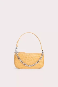 Mini Rachel Biscuit Circular Croco Embossed Leather