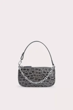 Mini Rachel Cement Circular Croco Embossed Leather