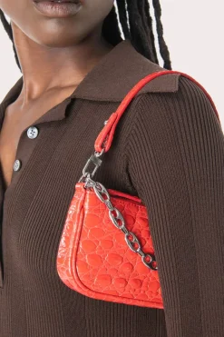 Mini Rachel Flame Circular Croco Embossed Leather