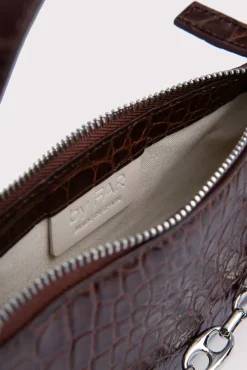 Mini Rachel Nutella Croco Embossed Leather