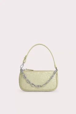 Mini Rachel Olive Circular Croco Embossed Leather