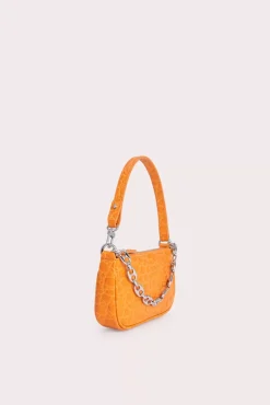 Mini Rachel Orange Circular Croco Embossed Leather