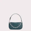 Mini Rachel Petrol Circular Croco Embossed Leather