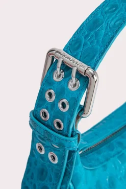 Mini Soho Azur Circular Croco Embossed Leather