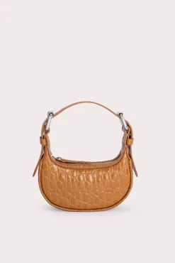 Mini Soho Caramel Circular Croco Embossed Leather