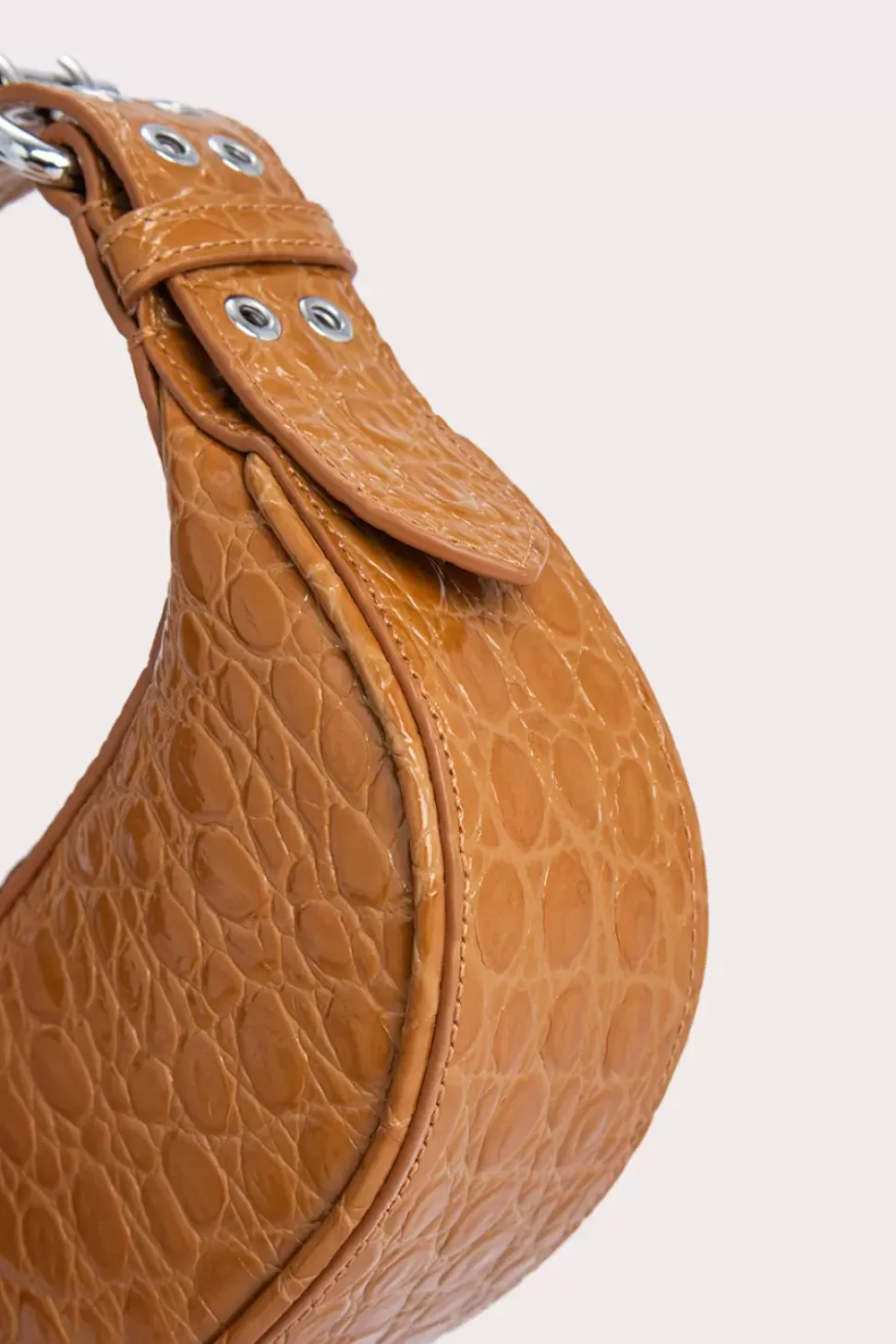Mini Soho Caramel Circular Croco Embossed Leather