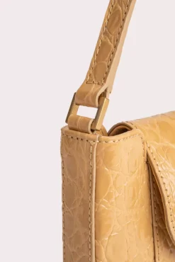 Miranda Biscuit Circular Croco Embossed Leather