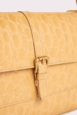 Miranda Biscuit Circular Croco Embossed Leather