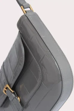 Miranda Cement Maxi Croco Embossed Leather
