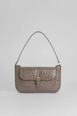 Miranda Mud Circular Croco Embossed Leather
