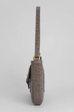 Miranda Mud Circular Croco Embossed Leather