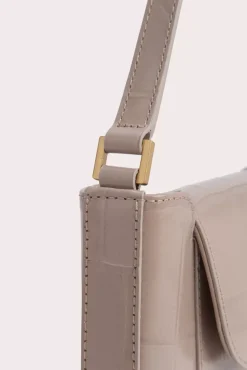 Miranda Taupe Maxi Croco Embossed Leather